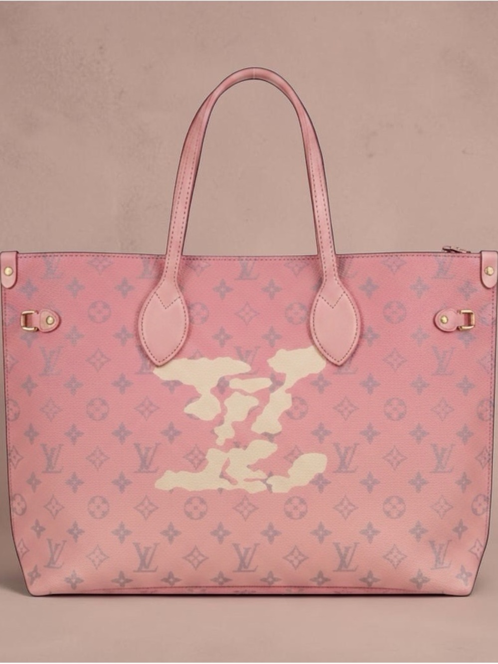 Louis Vuitton Pink Monogram Canvas Tote with Cream Logo Accents